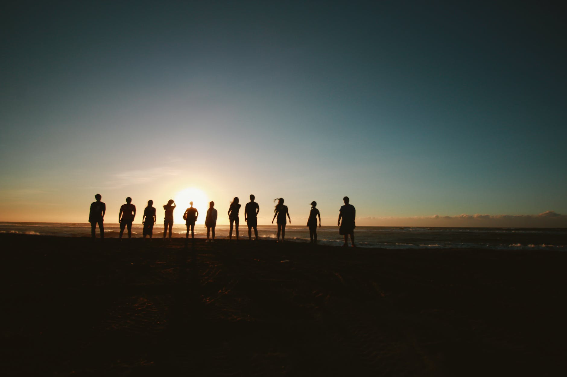 silhouette of people during sunset